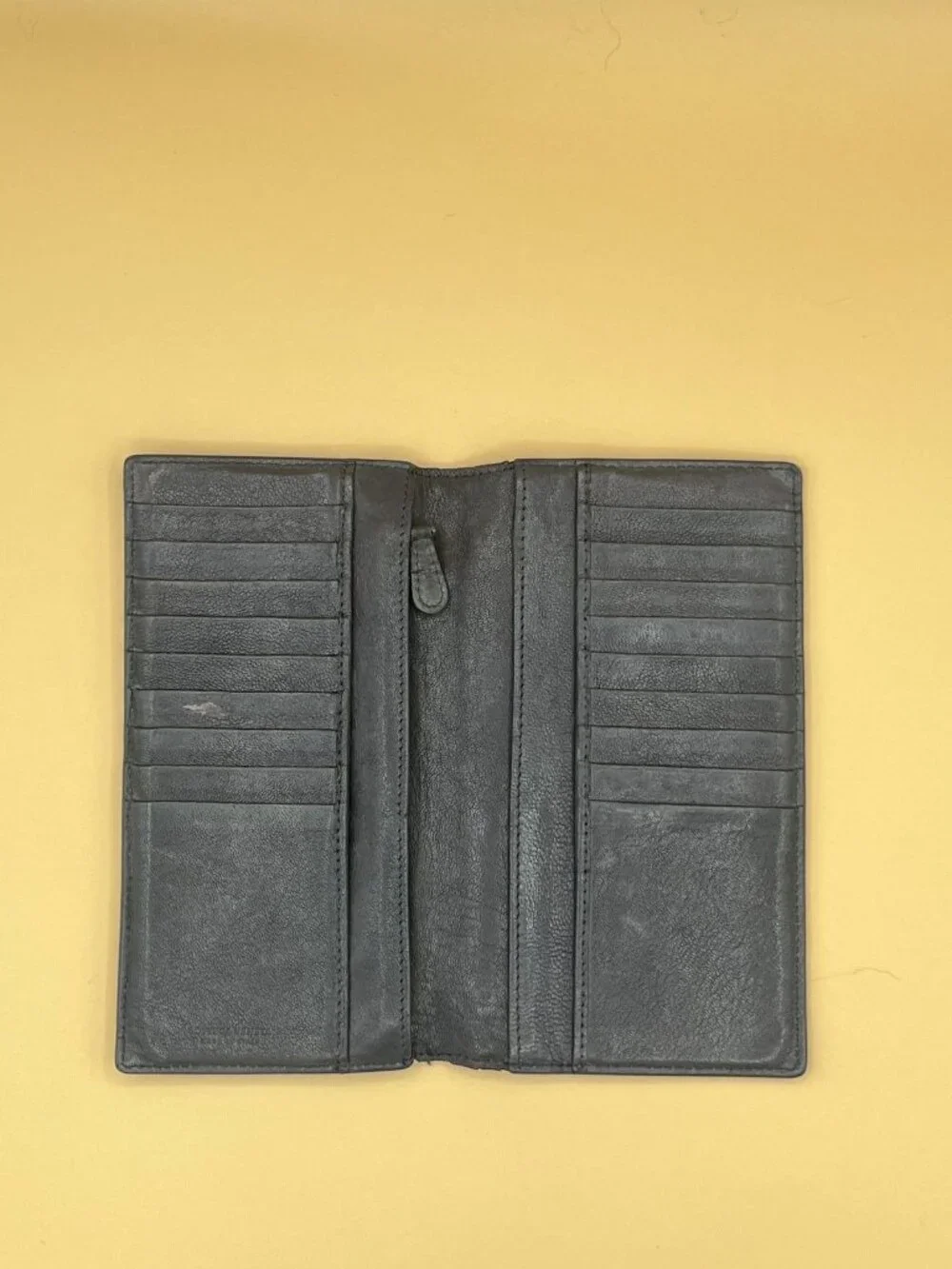 Bottega Veneta Black Intrecciato Woven Leather Long Bifold Wallet Originality